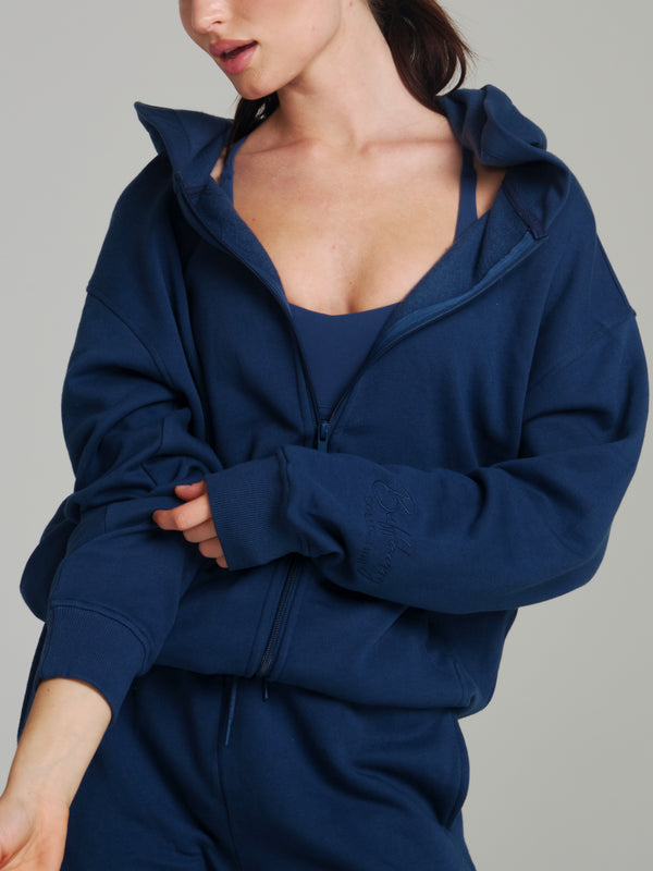 Threads Zip Hoodie - Baked Blue