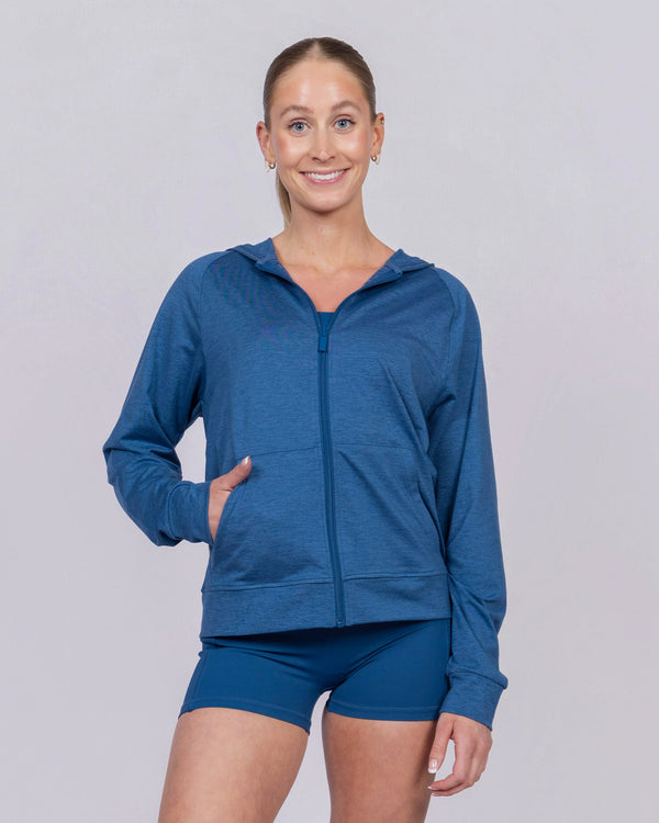 Dynamic Zip-Up Hoodie - Heathered Coastal
