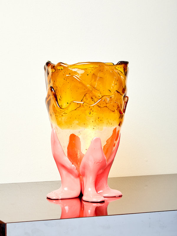 Clear Vessel in Amber Pink