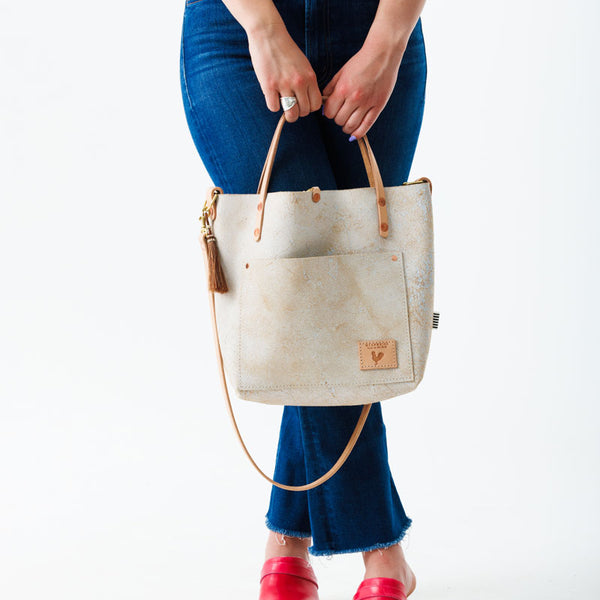 Birch White Leather Small Tote