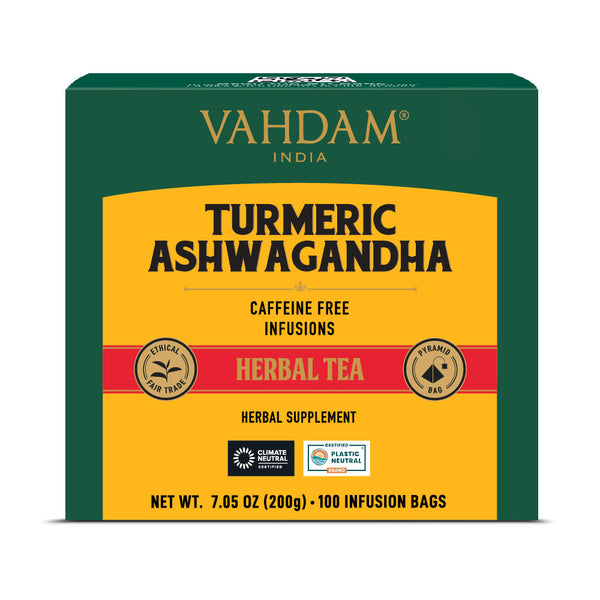 Turmeric Ashwagandha Herbal Tea Tisane, 100 Count