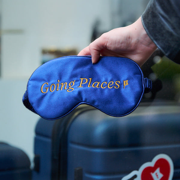 'Going Places' Embroidered Eye Mask