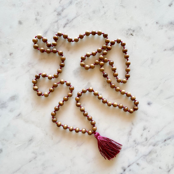 Sandalwood Mala | Meditation Mala with Pearl Silk Tassel