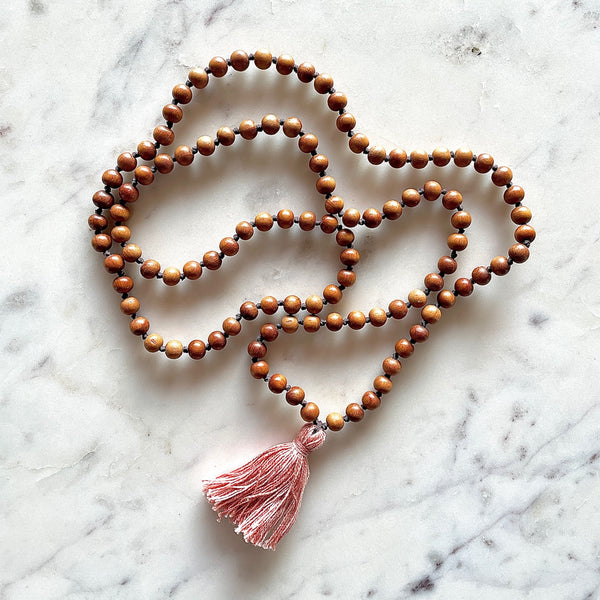 Sandalwood Mala | Meditation Mala with Organic Cotton Tassel