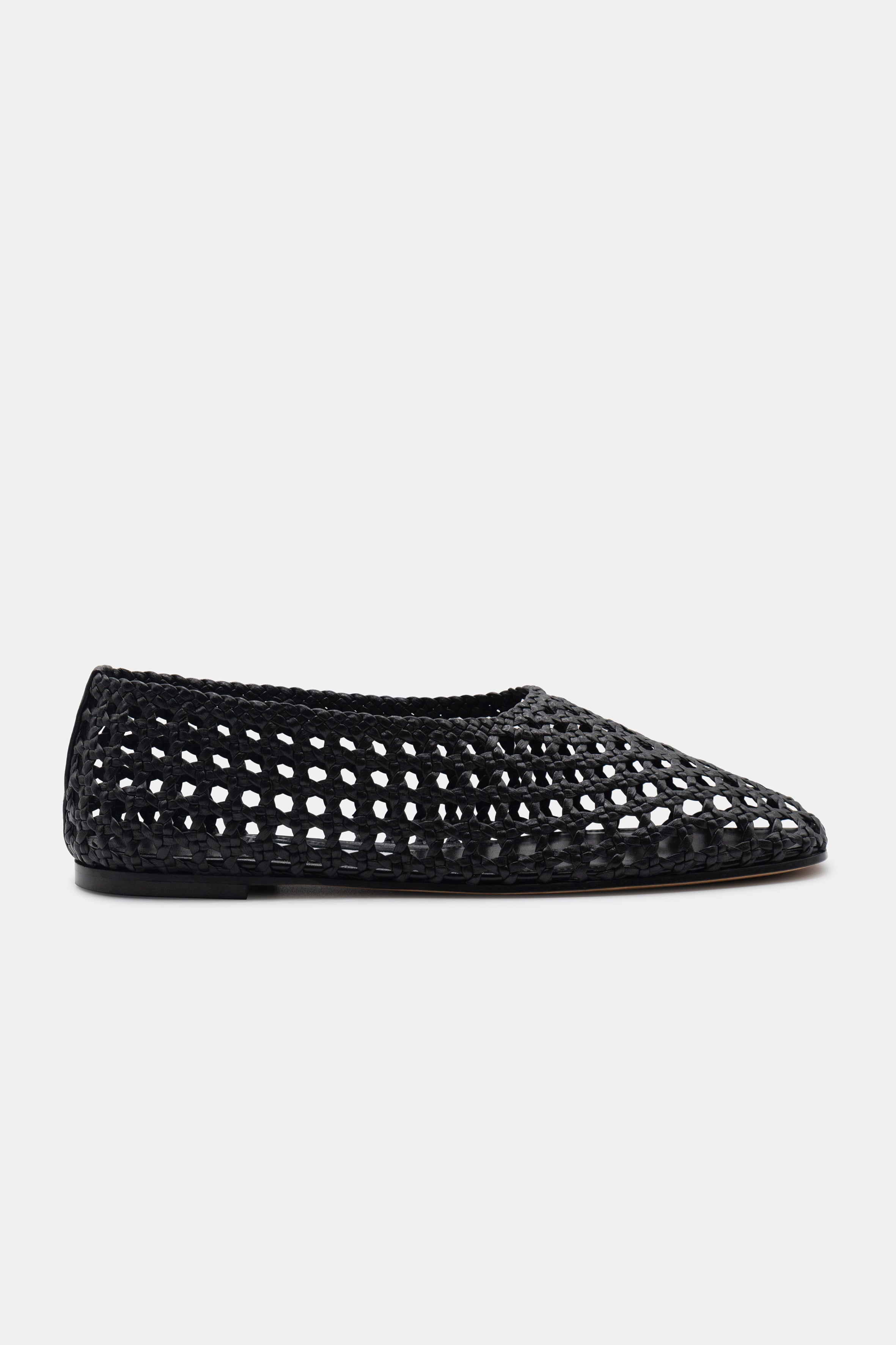 High Throat Ballerina in Black Woven Nappa
