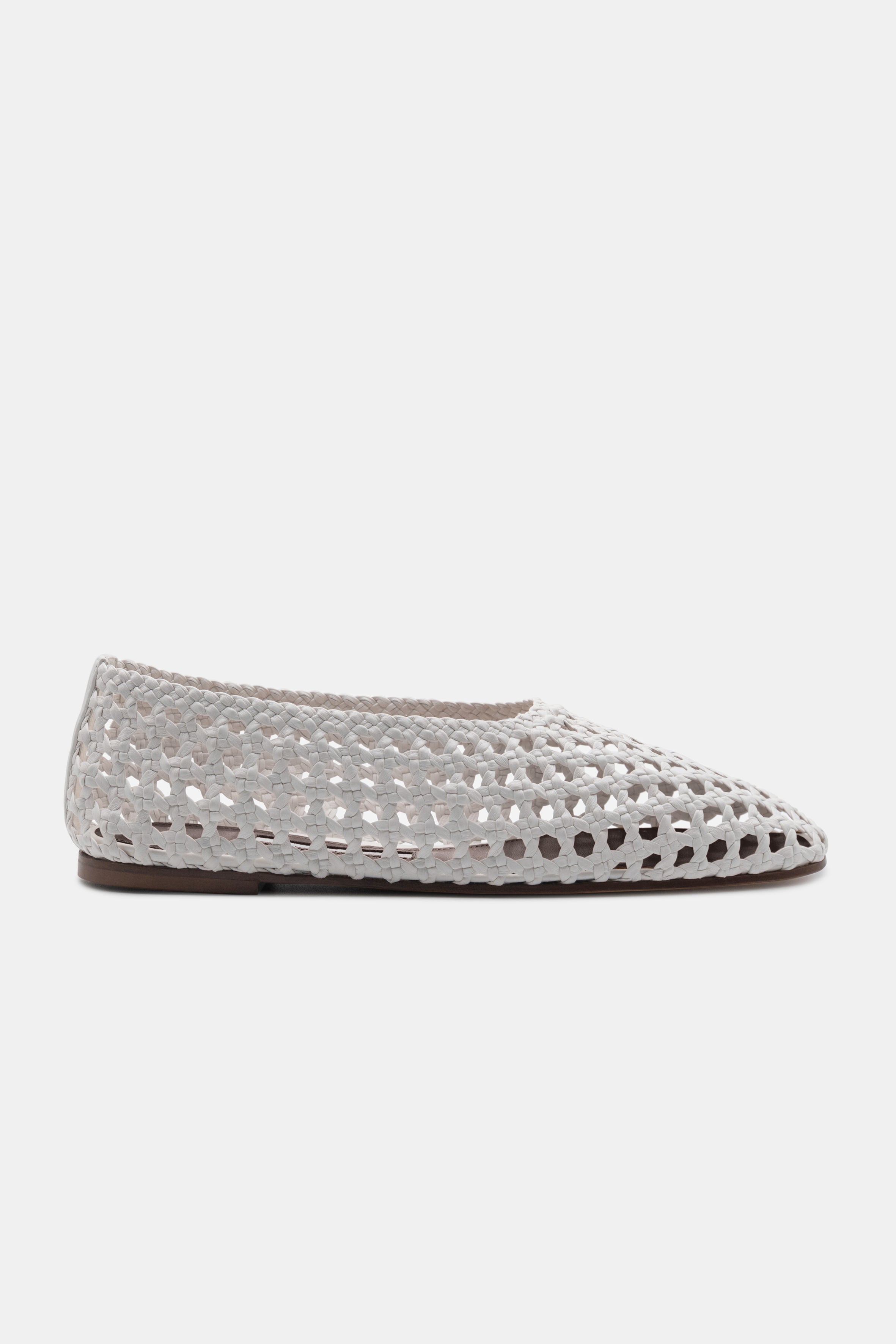 High Throat Ballerina in Optic White Woven Nappa