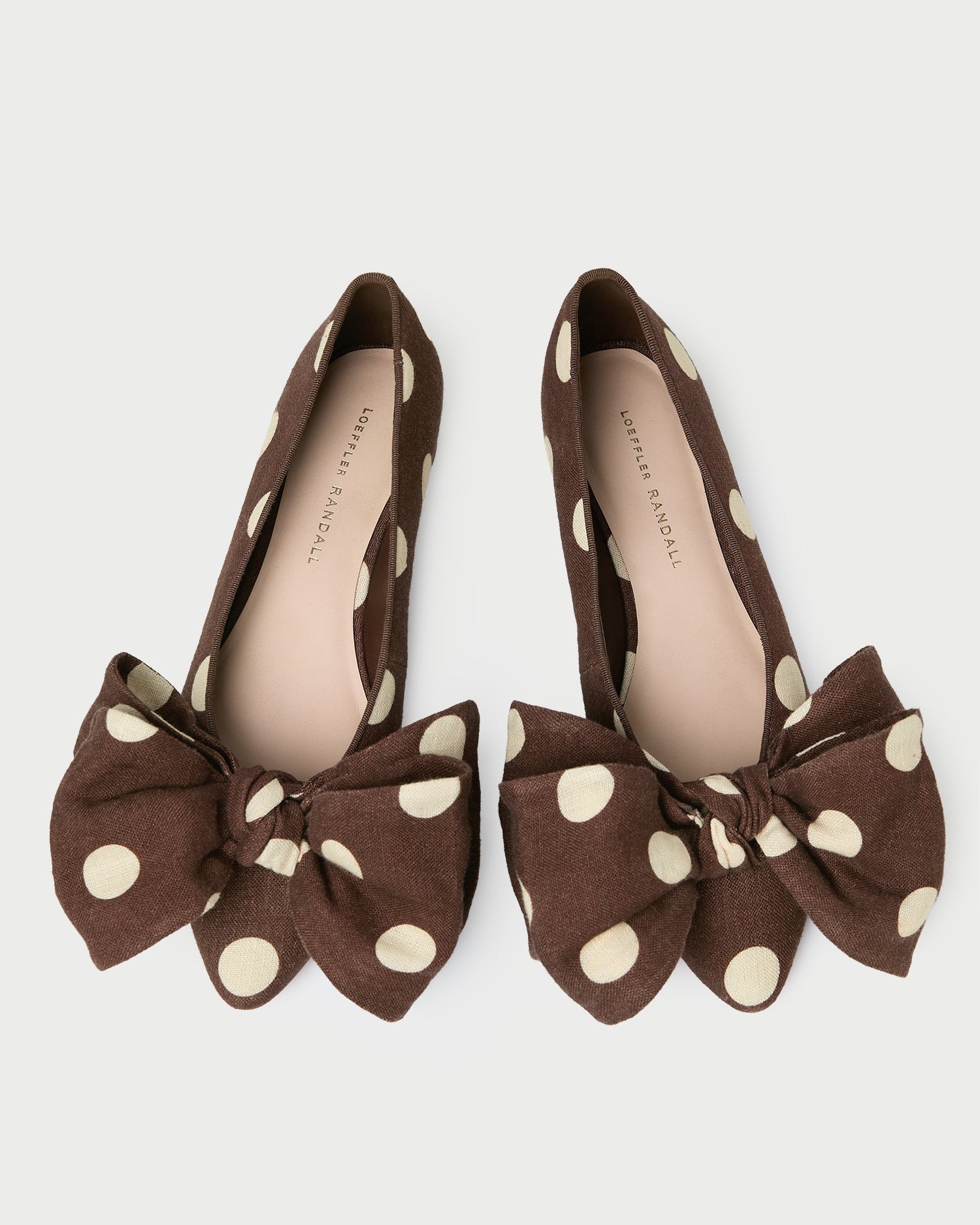 Noa Brown/Cream Linen Bow Flat
