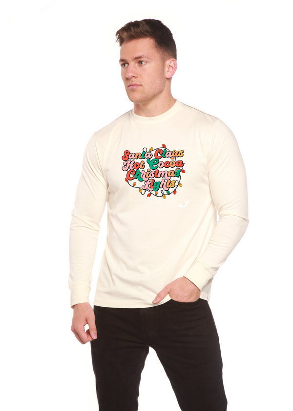 Santa Claus Hot Cocoa Christmas Lights Men's Bamboo Viscose/Organic Cotton Long Sleeve T-Shirt