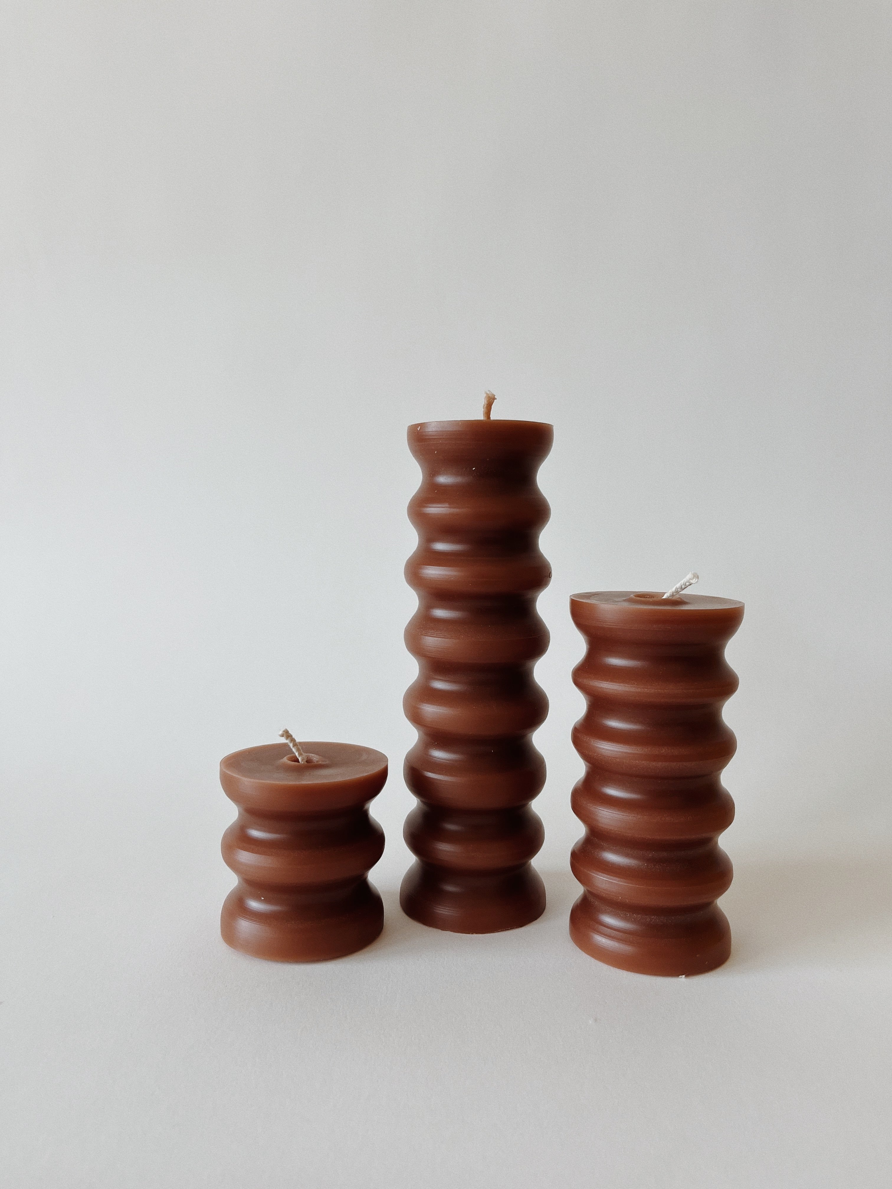Cinnamon Squiggle Beeswax Pillar Candle