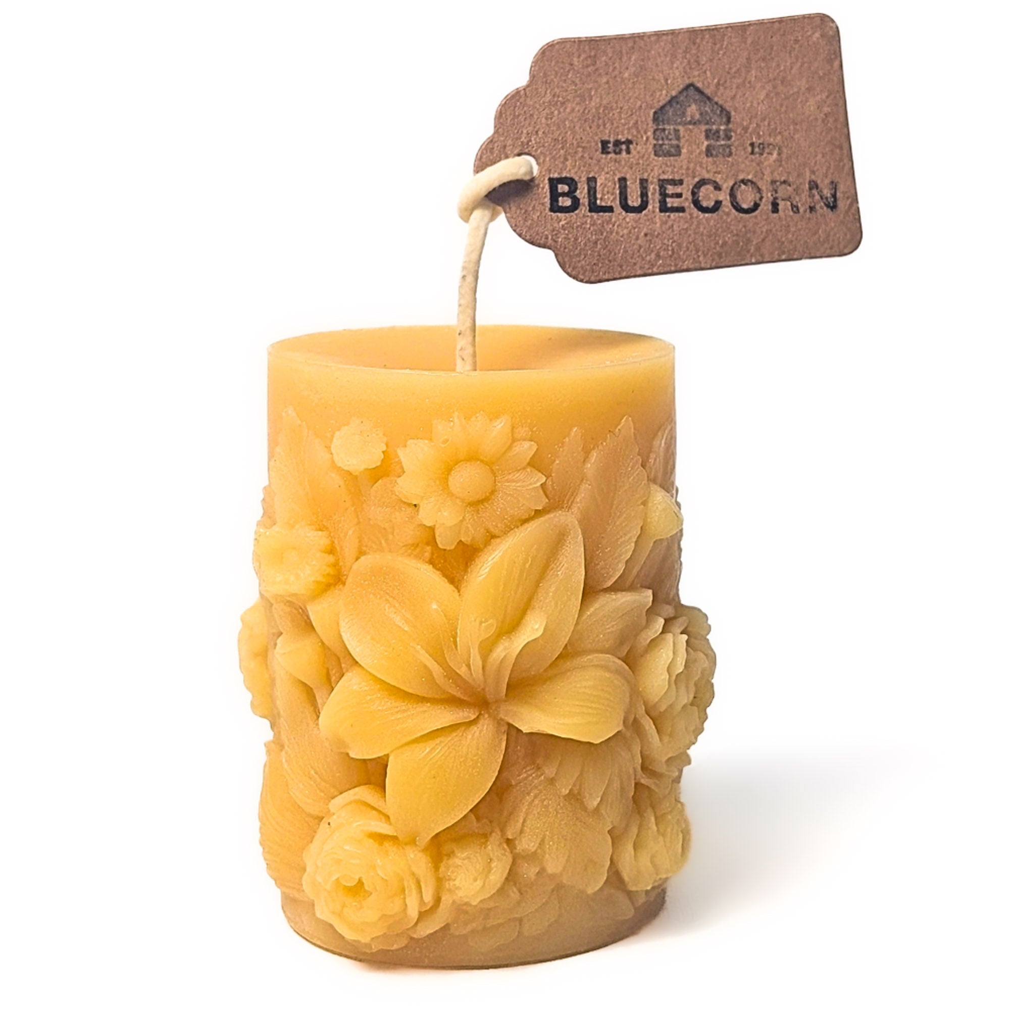 Sculpted Floral Beeswax Pillar Candle