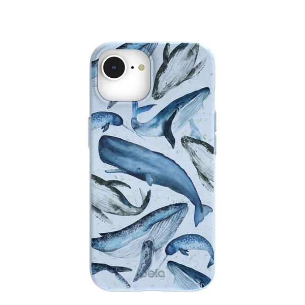 Powder Blue Whales iPhone 16e/17e Case
