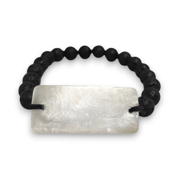 Lava Stone Resin Bracelet - Pearl White