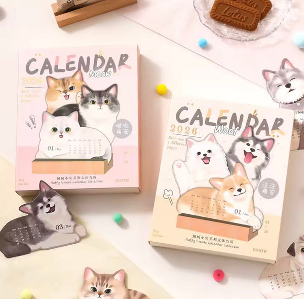 Kawaii Meow & Woof 2026 Calendar