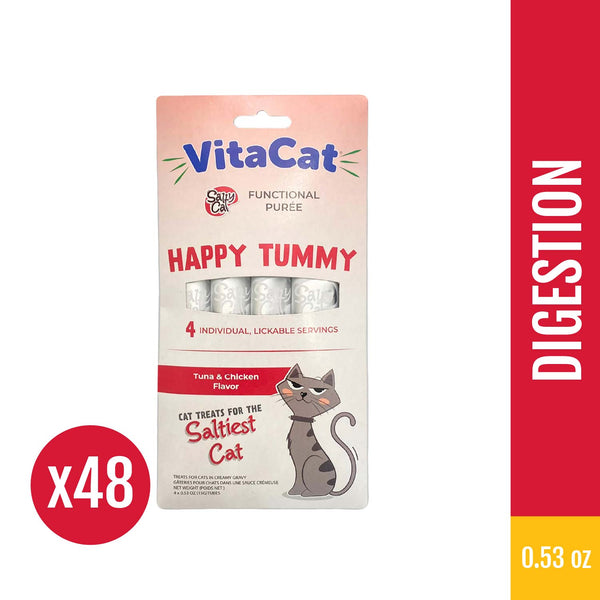 VitaCat by Salty Cat Happy Tummy Natural Treats for Cats, 15g x 48 Tubes