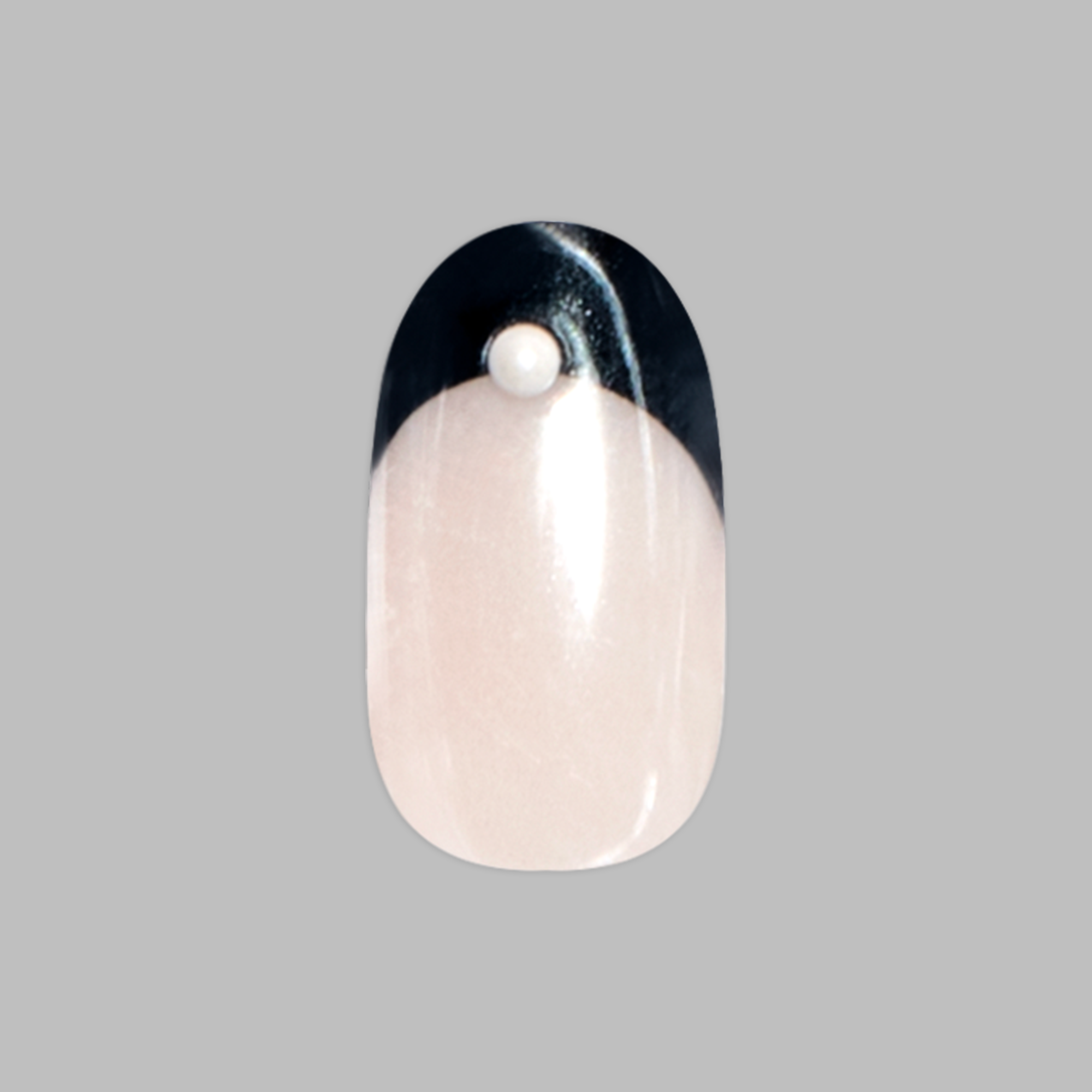 Black Chrome Puffy French - Press On | Short | Round