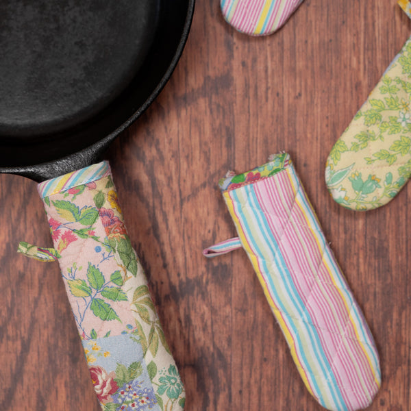 Garden Collage Patchwork Skillet Handle Covers, Set of 4