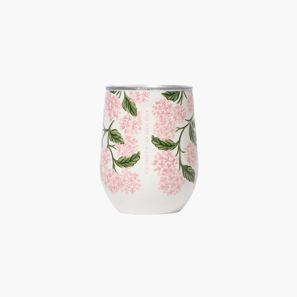 Stemless Wine Cup - Pink Hydrangea