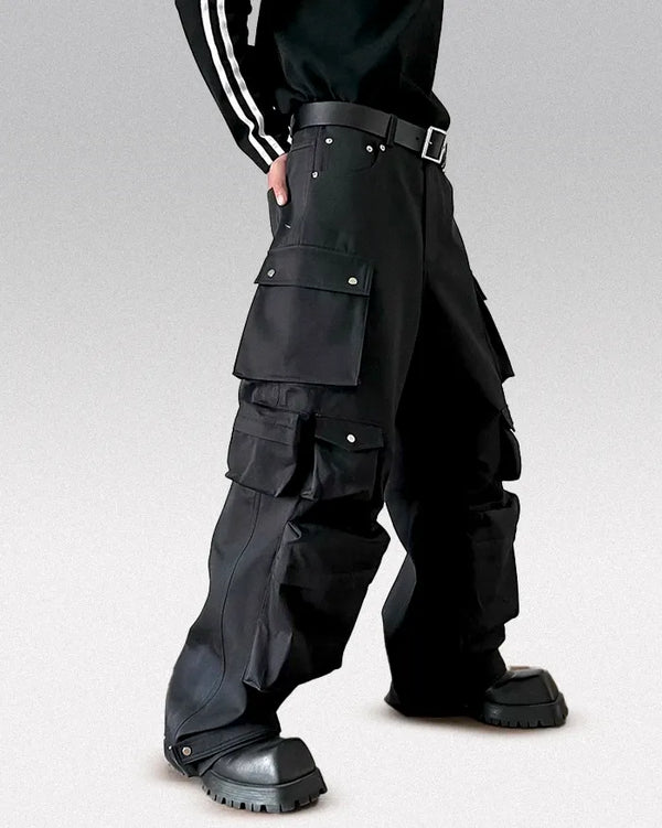 Black Wide Leg Cargo Pants "Darex"