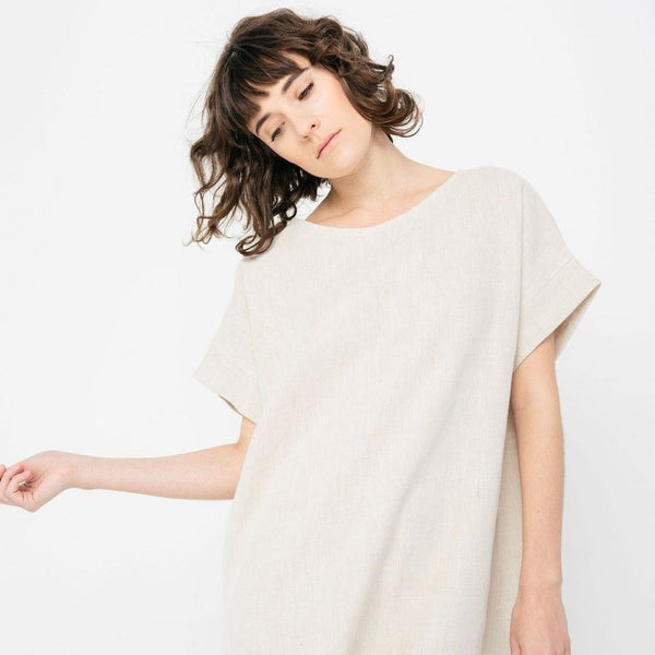 Georgia Midi (No Pockets) in Midweight Linen, Flax, Size L/XL | READY TO SHIP