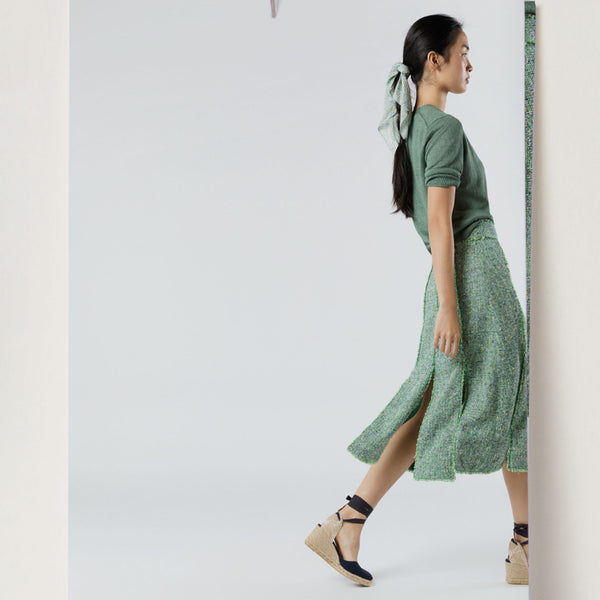 Kyle Skirt in Grass/Multi Speckled Tweed