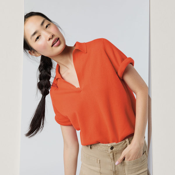 Alison Sweater in Bright Orange Cotton/Silk