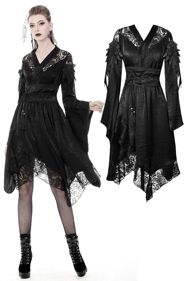 Gothic lace hollow shoulders kimono dress DW380 customize