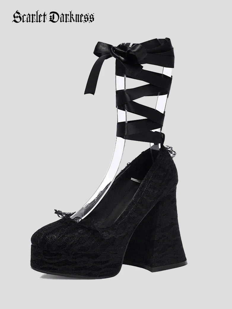 Victorian Gothic Vampire Lace Trim Boots