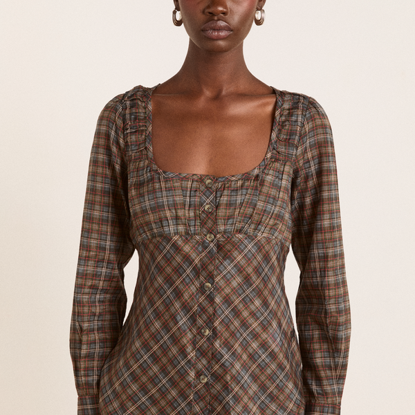 lemi sheer blouse - multi check