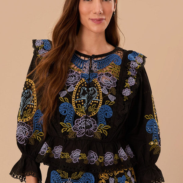 Black Richelieu Blouse