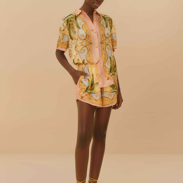 Multicolor Banana Royalty Kaleidoscope Shorts