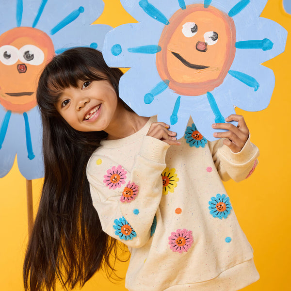 Daisy Embroidery Kids Sweater
