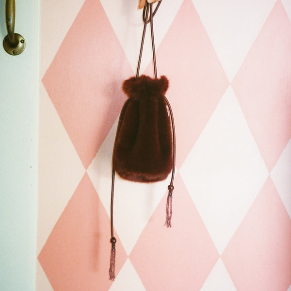 Luca Faux Fur Bag - Merlot