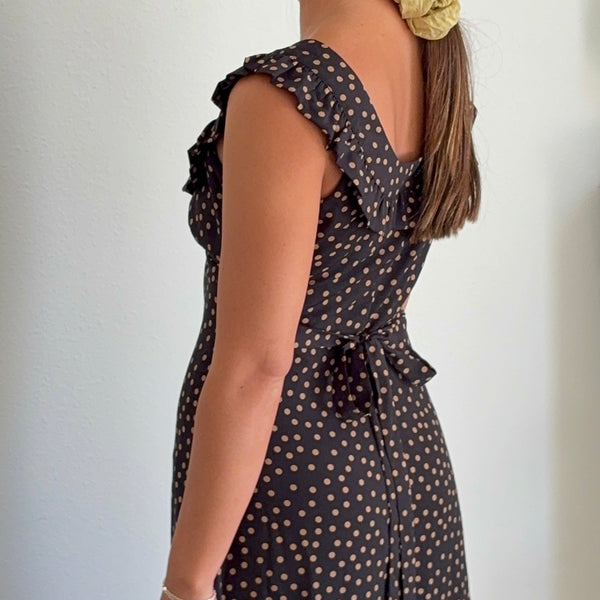 Iris Dress - Taupe Dot