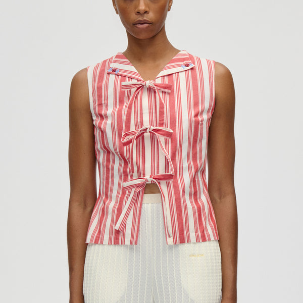 Tie Front Vest - Scarlet Trot