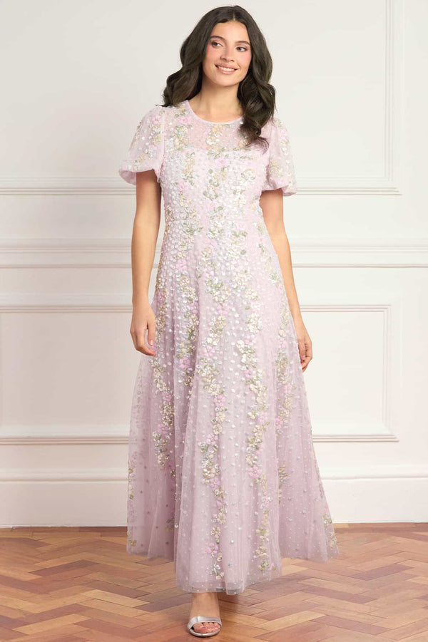 Confetti Round Neck Ankle Gown