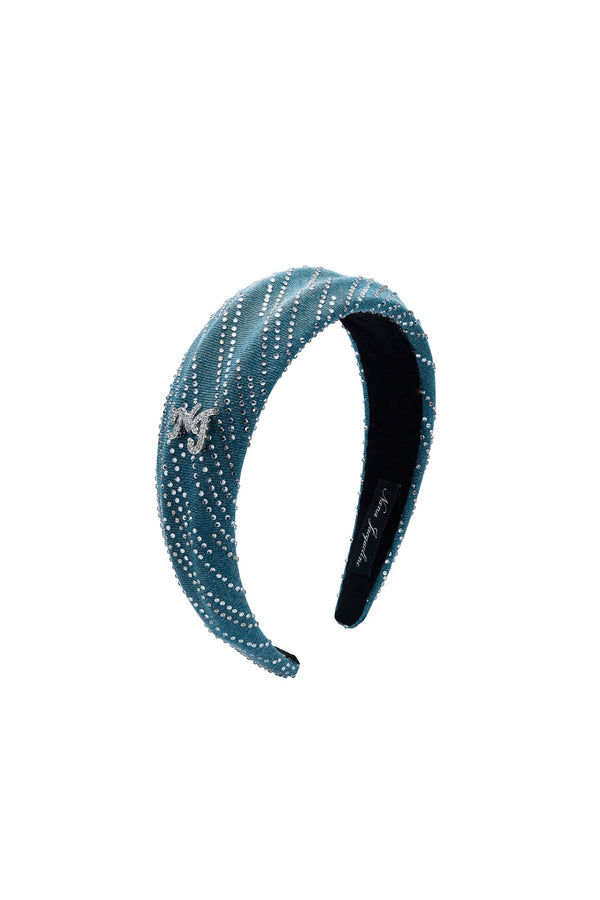 Felicia Crystal-Detail Blue Denim Headband