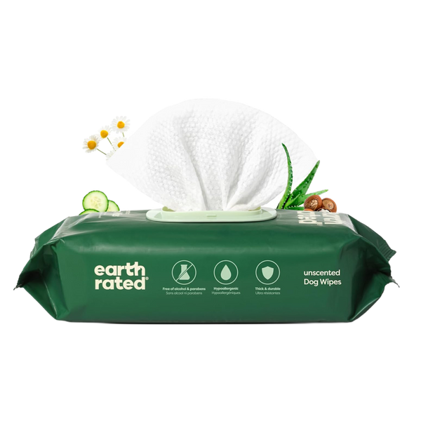 Earth Rated® Hypoallergenic 3-in-1 Dog Grooming Wipes, Unscented, 100 Ct
