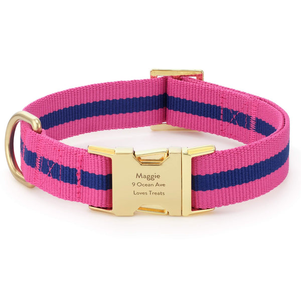 Sloane Striped Webbing Dog Collar