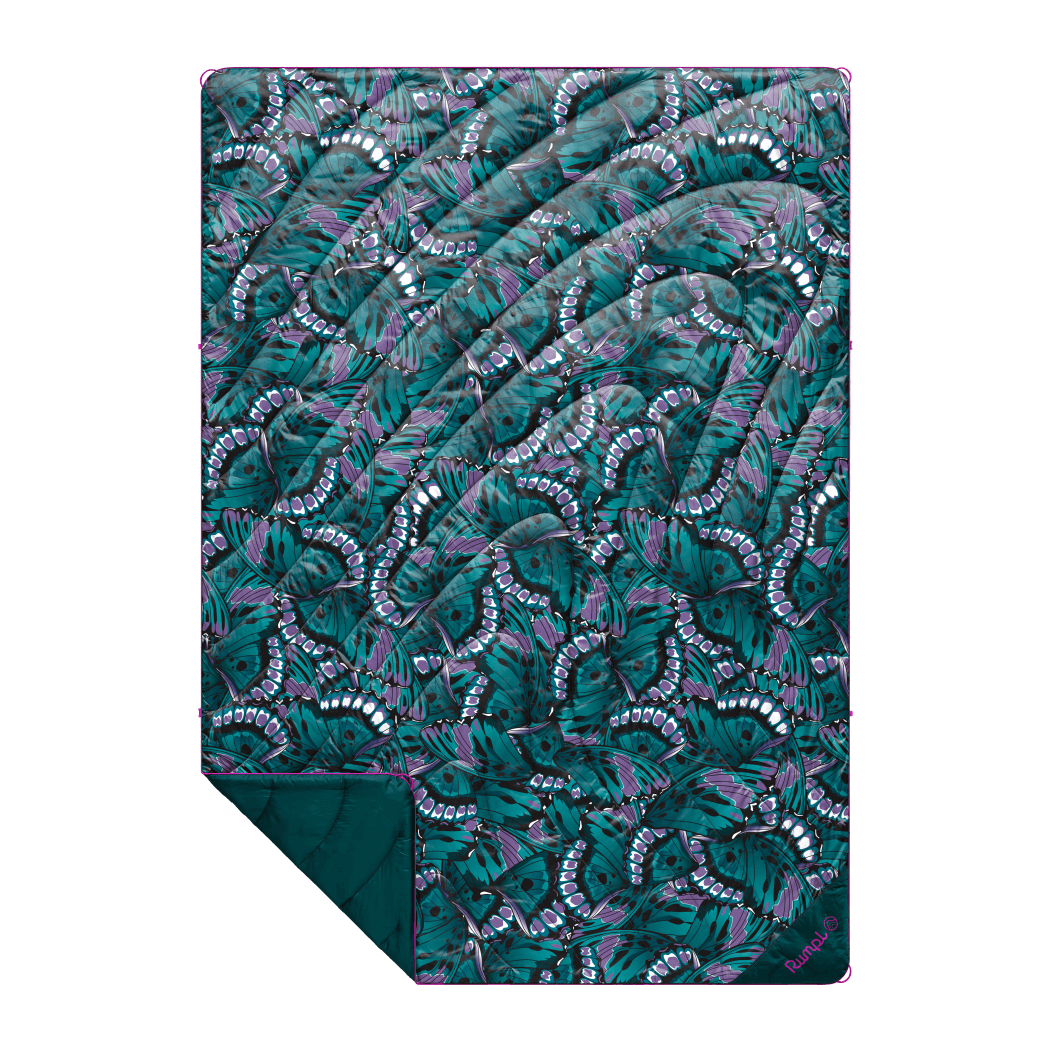 Original Puffy Blanket - Mint Green Butterflies