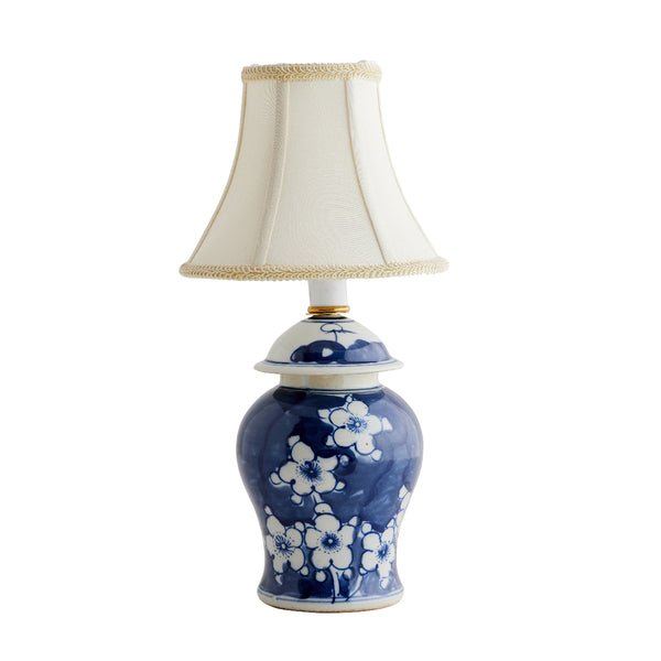 Navy Floral Mini Temple Jar Lamp