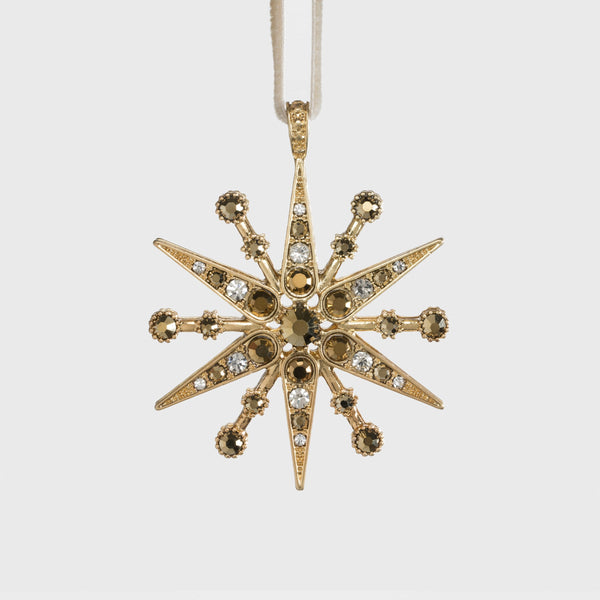 Deco snowflake hanging ornament, gold