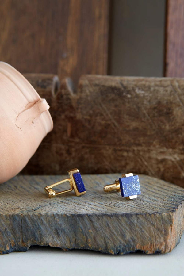 Embrace Gold Cufflinks in Lapis Lazuli
