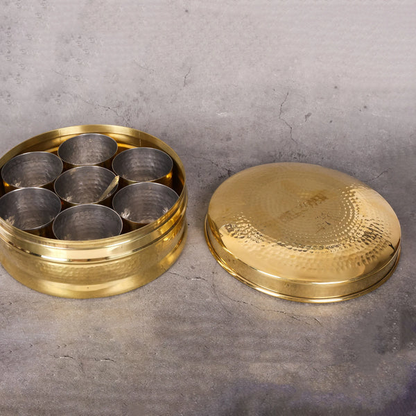 Artisanal Brass Spice Organizer (Masala Dabba) – Heritage Kitchen Storage