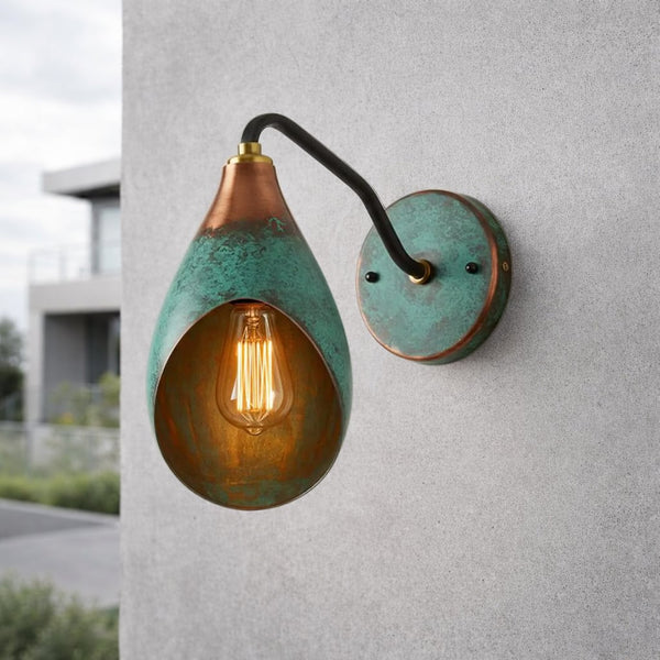 Oxidized Teardrop Copper Wall Sconce