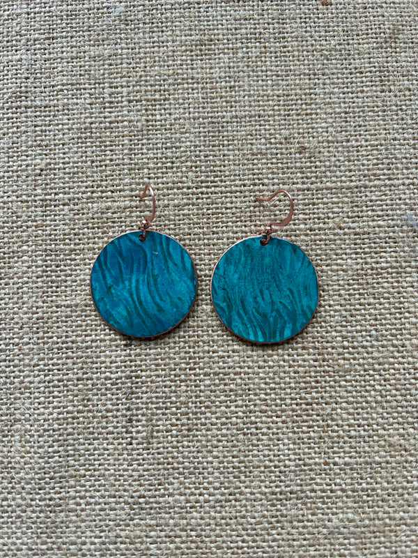 Dark Blue Patina Rolled Earring