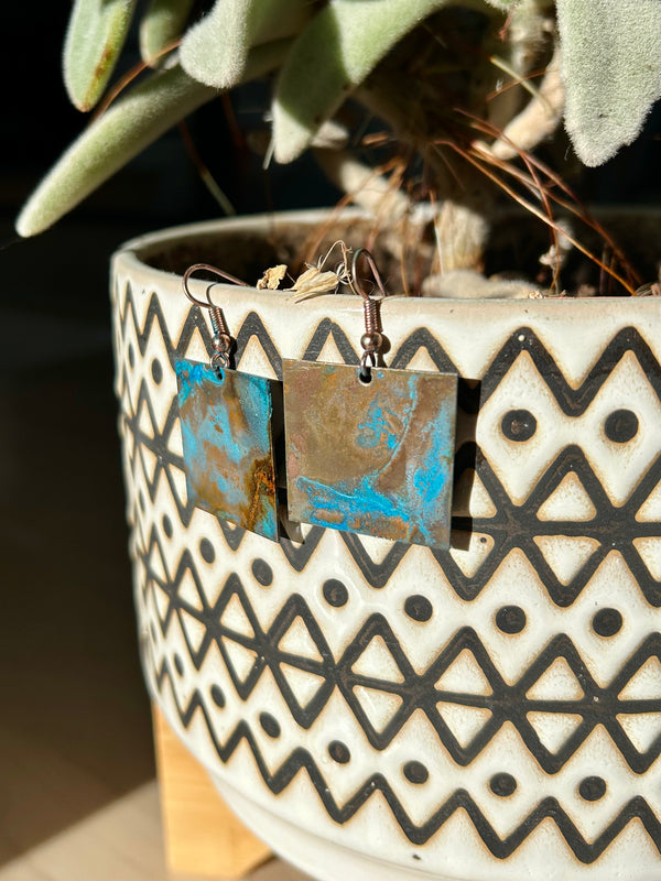 Blue Oasis Square Earrings