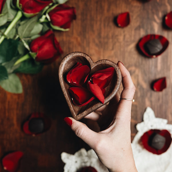 RTS Hand Carved Heart Dish, Walnut