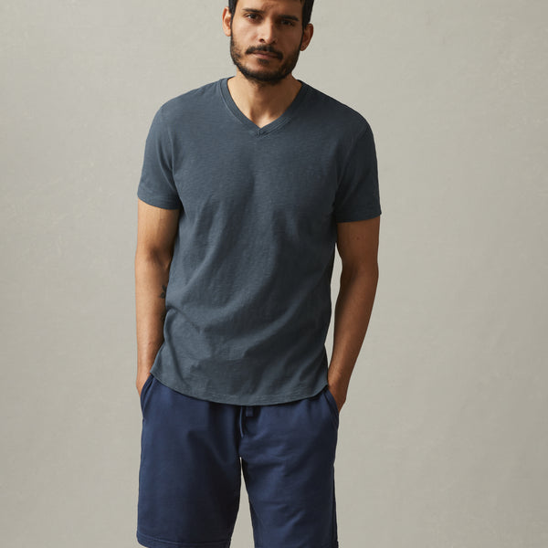 Men's Premium Slub V-Neck Tee - Vintage Indigo