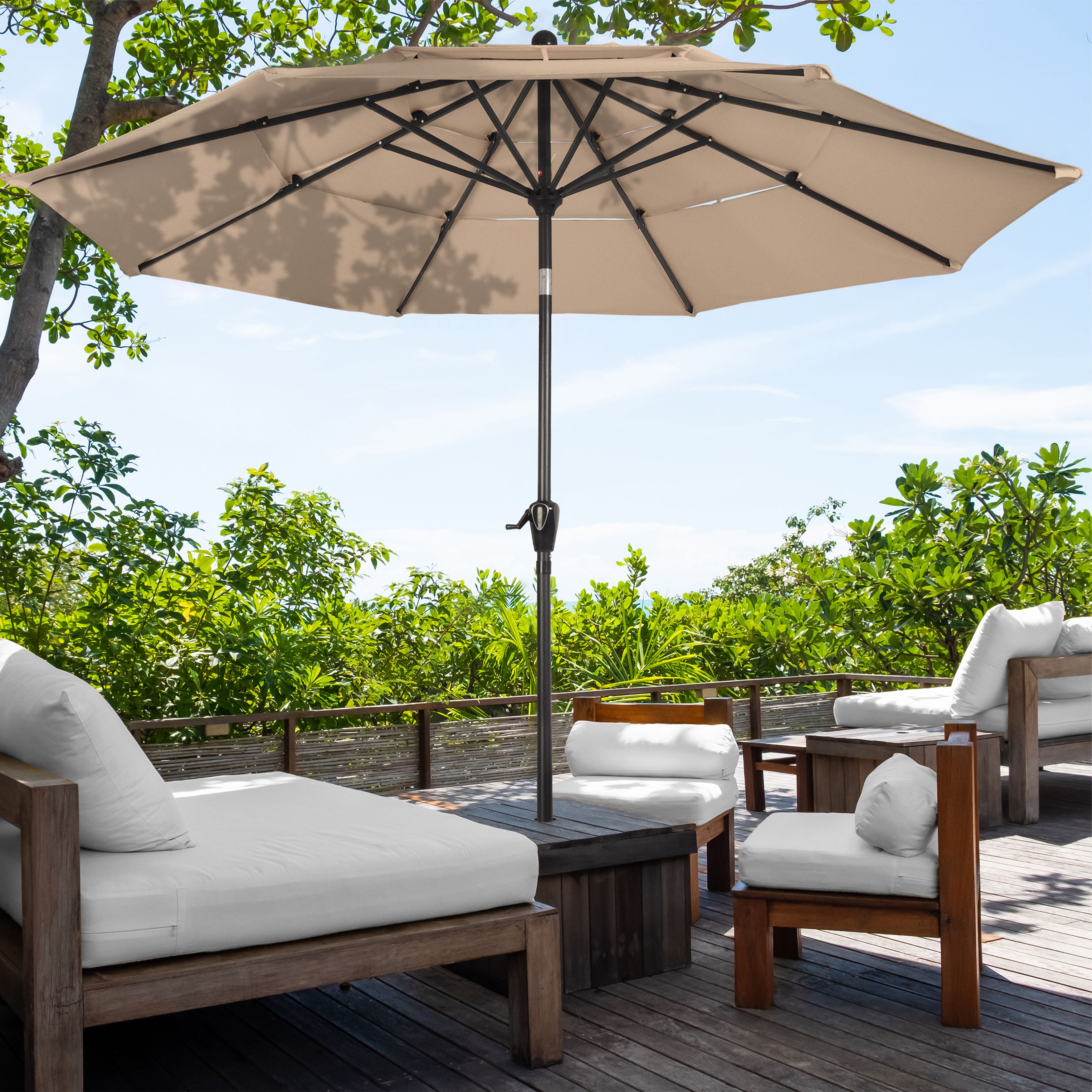 Triple Layer Patio Umbrella - Beige