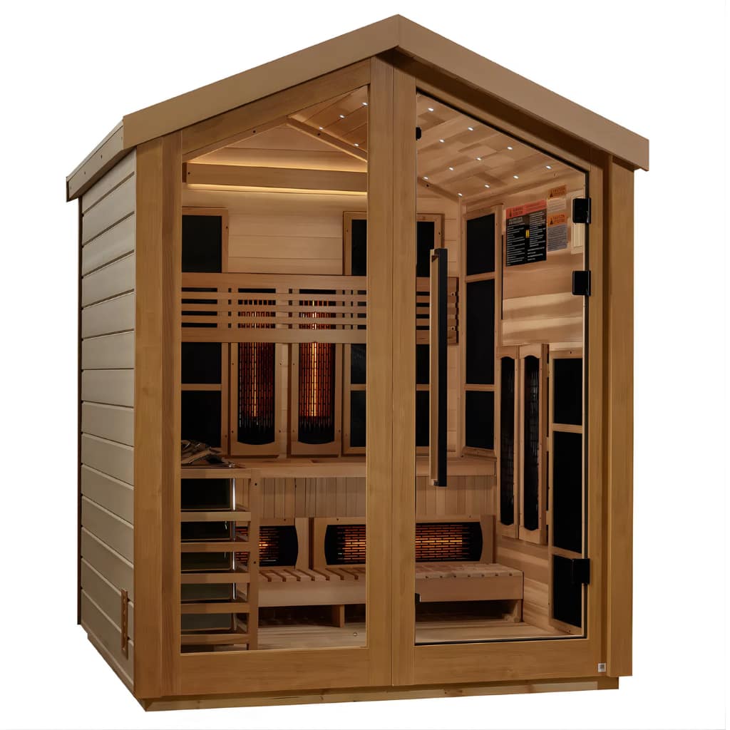 Golden Designs Loviisa 3-Person Barn Hybrid Full Spectrum Infrared/Traditional Stove Outdoor Sauna